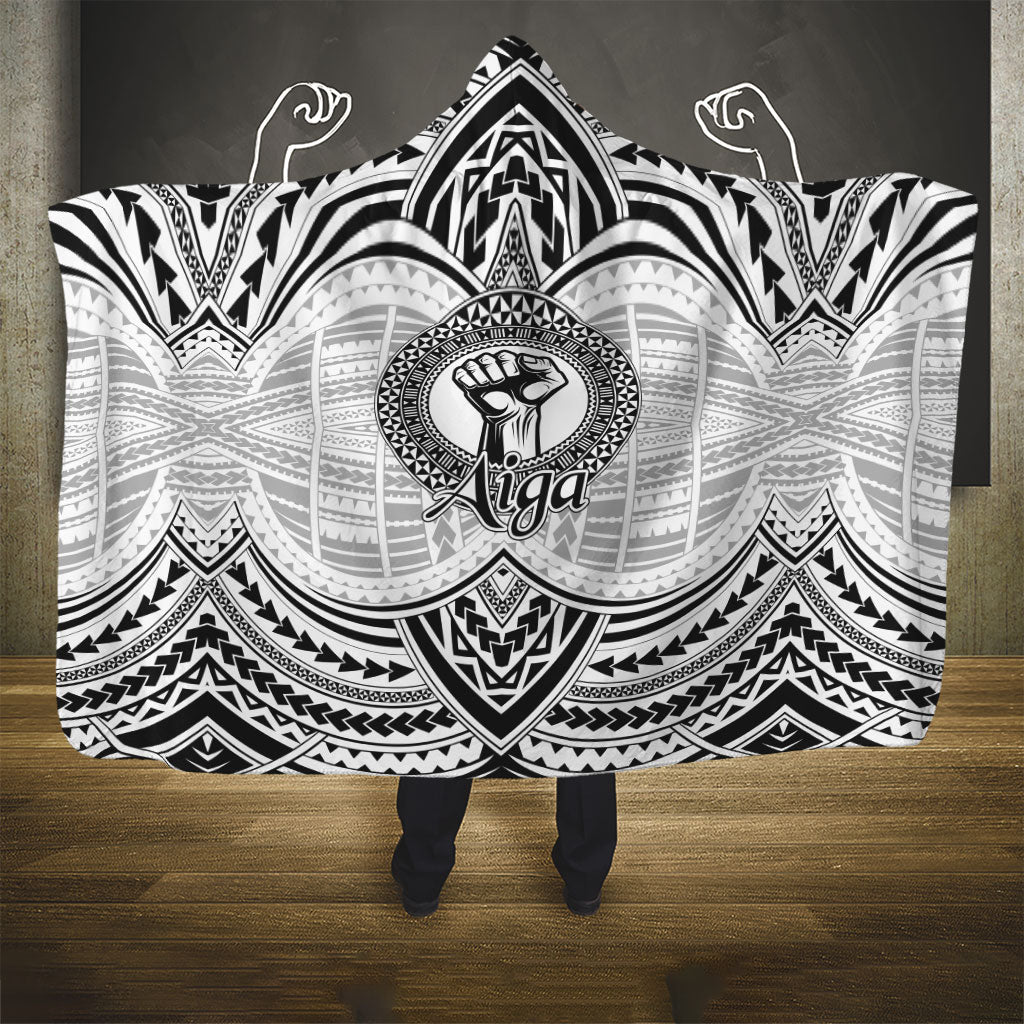 Aiga Samoa Raised Fist Hooded Blanket Polynesian Tribal Tattoo Art Family Pride