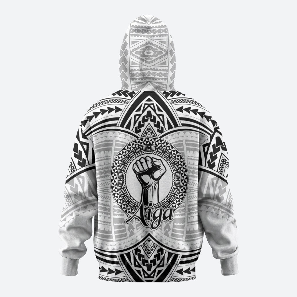 Aiga Samoa Raised Fist Hoodie Polynesian Tribal Tattoo Art Family Pride