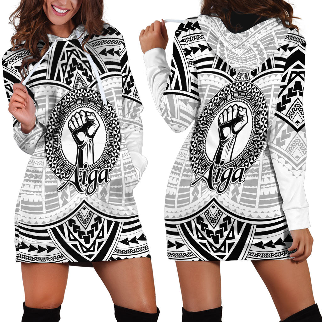 Aiga Samoa Raised Fist Hoodie Dress Polynesian Tribal Tattoo Art Family Pride