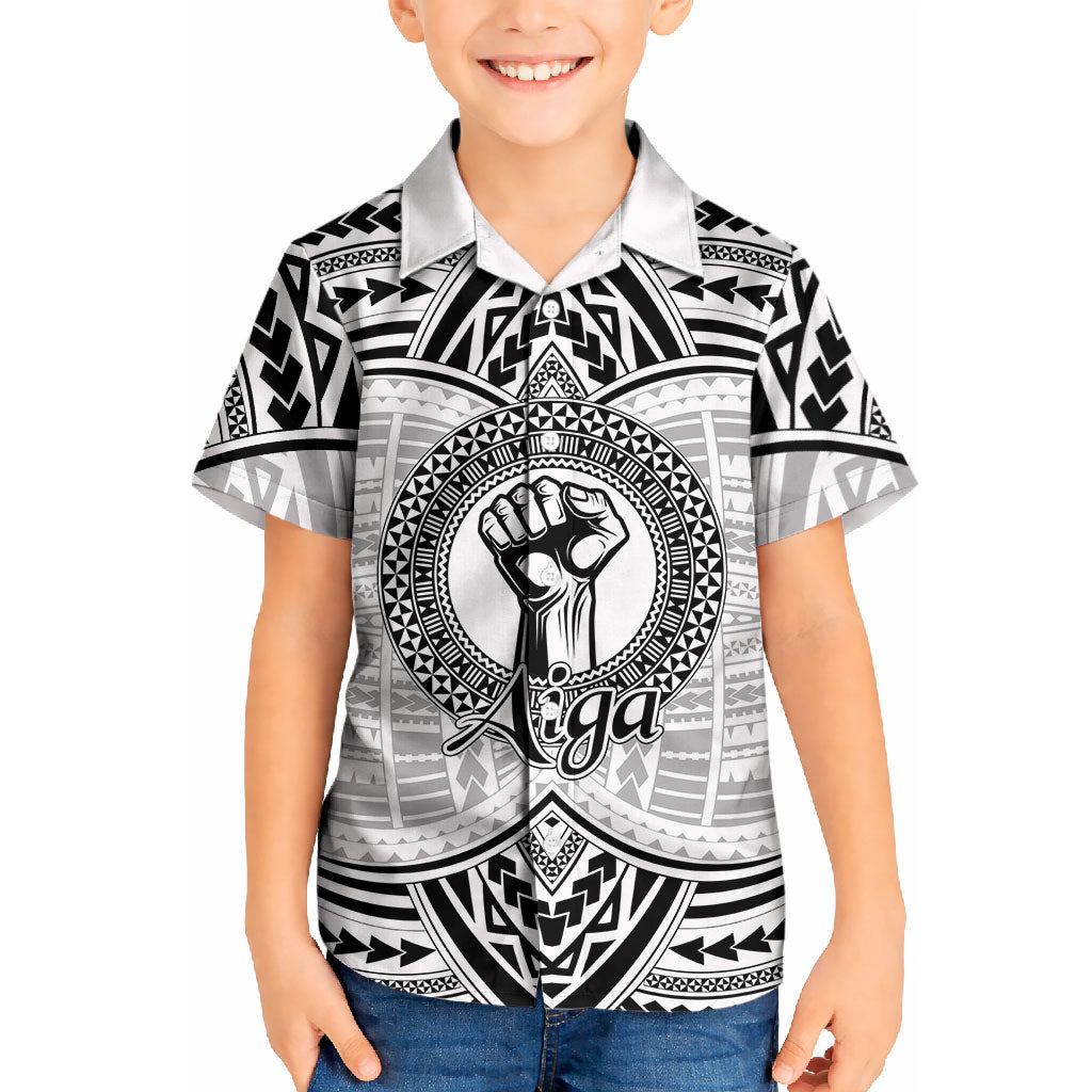Aiga Samoa Raised Fist Kid Hawaiian Shirt Polynesian Tribal Tattoo Art Family Pride