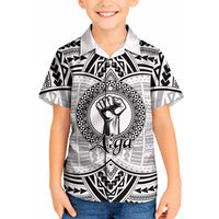 Aiga Samoa Raised Fist Kid Hawaiian Shirt Polynesian Tribal Tattoo Art Family Pride