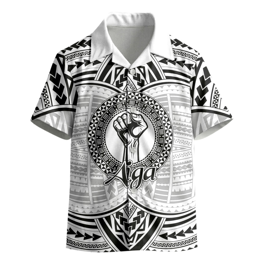 Aiga Samoa Raised Fist Kid Hawaiian Shirt Polynesian Tribal Tattoo Art Family Pride