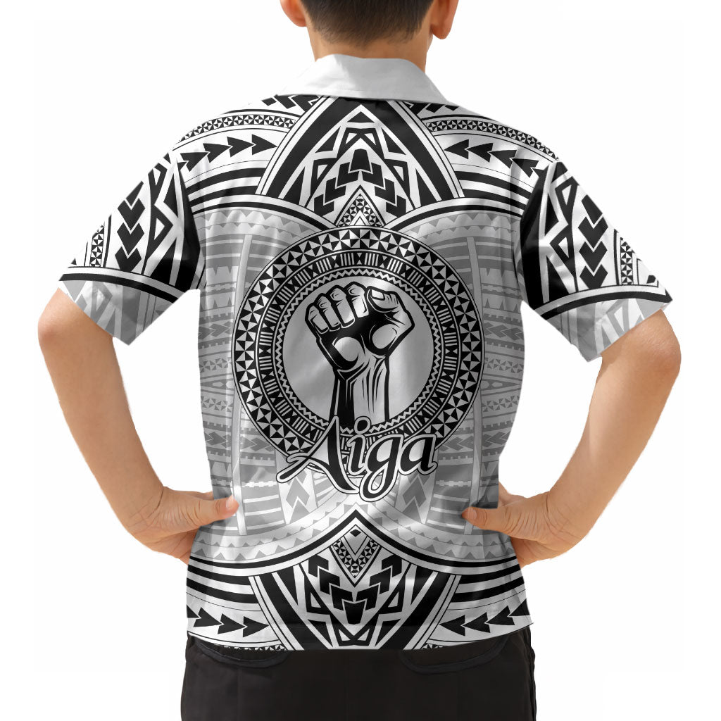 Aiga Samoa Raised Fist Kid Hawaiian Shirt Polynesian Tribal Tattoo Art Family Pride