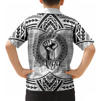 Aiga Samoa Raised Fist Kid Hawaiian Shirt Polynesian Tribal Tattoo Art Family Pride
