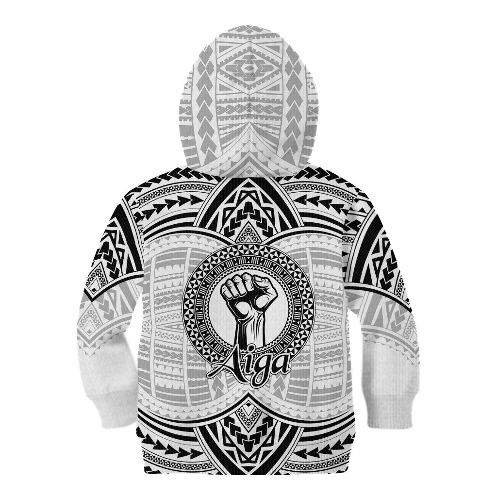 Aiga Samoa Raised Fist Kid Hoodie Polynesian Tribal Tattoo Art Family Pride