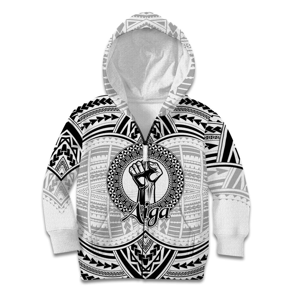 Aiga Samoa Raised Fist Kid Hoodie Polynesian Tribal Tattoo Art Family Pride