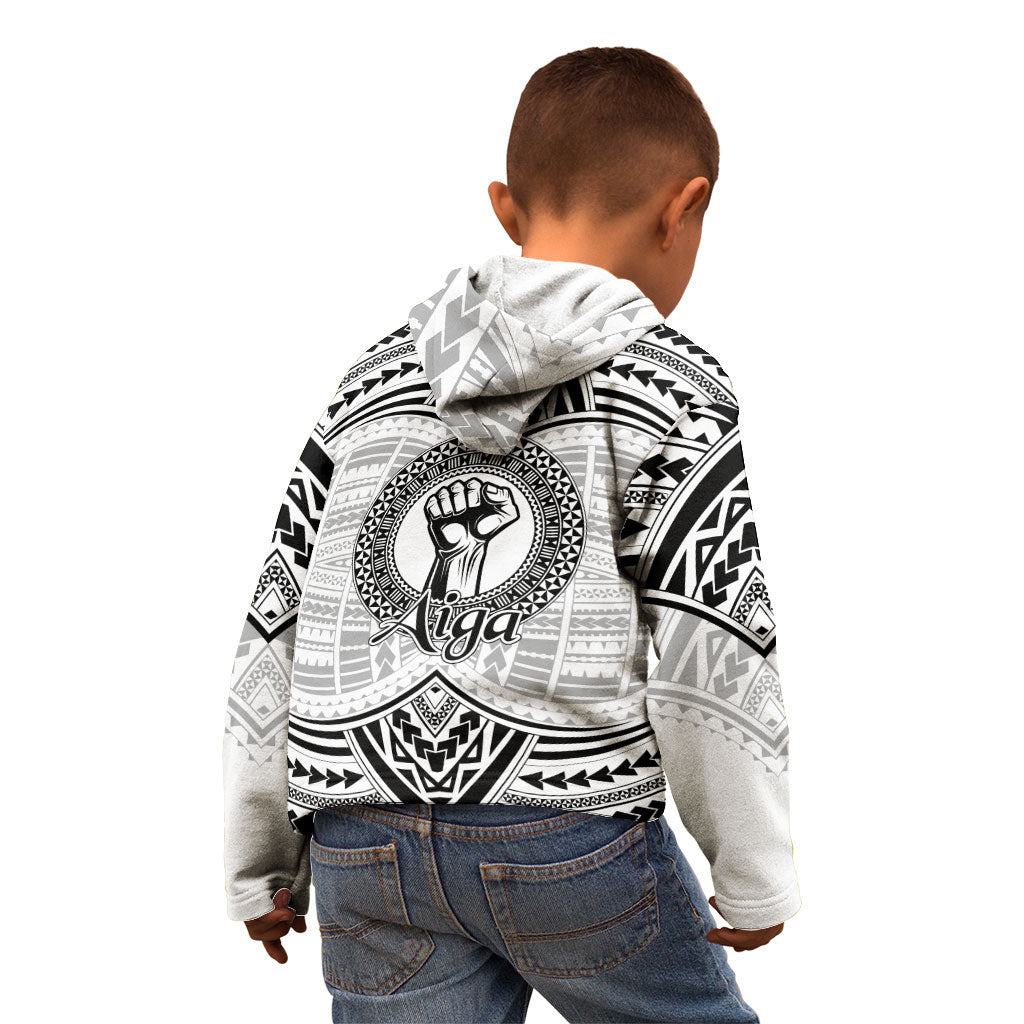 Aiga Samoa Raised Fist Kid Hoodie Polynesian Tribal Tattoo Art Family Pride