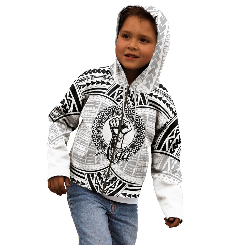 Aiga Samoa Raised Fist Kid Hoodie Polynesian Tribal Tattoo Art Family Pride