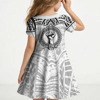 Aiga Samoa Raised Fist Kid Short Sleeve Dress Polynesian Tribal Tattoo Art Family Pride