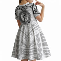Aiga Samoa Raised Fist Kid Short Sleeve Dress Polynesian Tribal Tattoo Art Family Pride