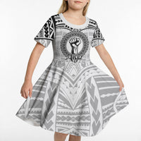Aiga Samoa Raised Fist Kid Short Sleeve Dress Polynesian Tribal Tattoo Art Family Pride