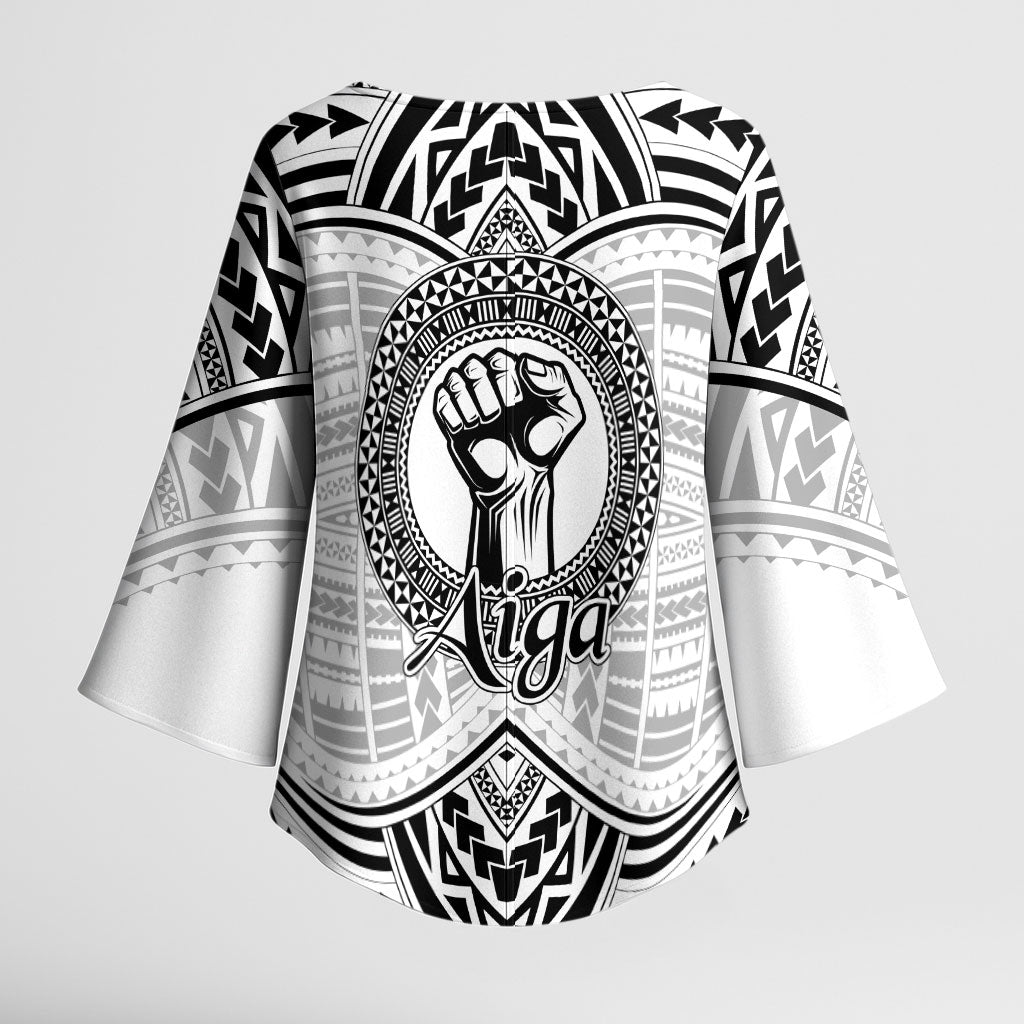 Aiga Samoa Raised Fist Kimono Sleeve Blouse Polynesian Tribal Tattoo Art Family Pride