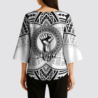 Aiga Samoa Raised Fist Kimono Sleeve Blouse Polynesian Tribal Tattoo Art Family Pride