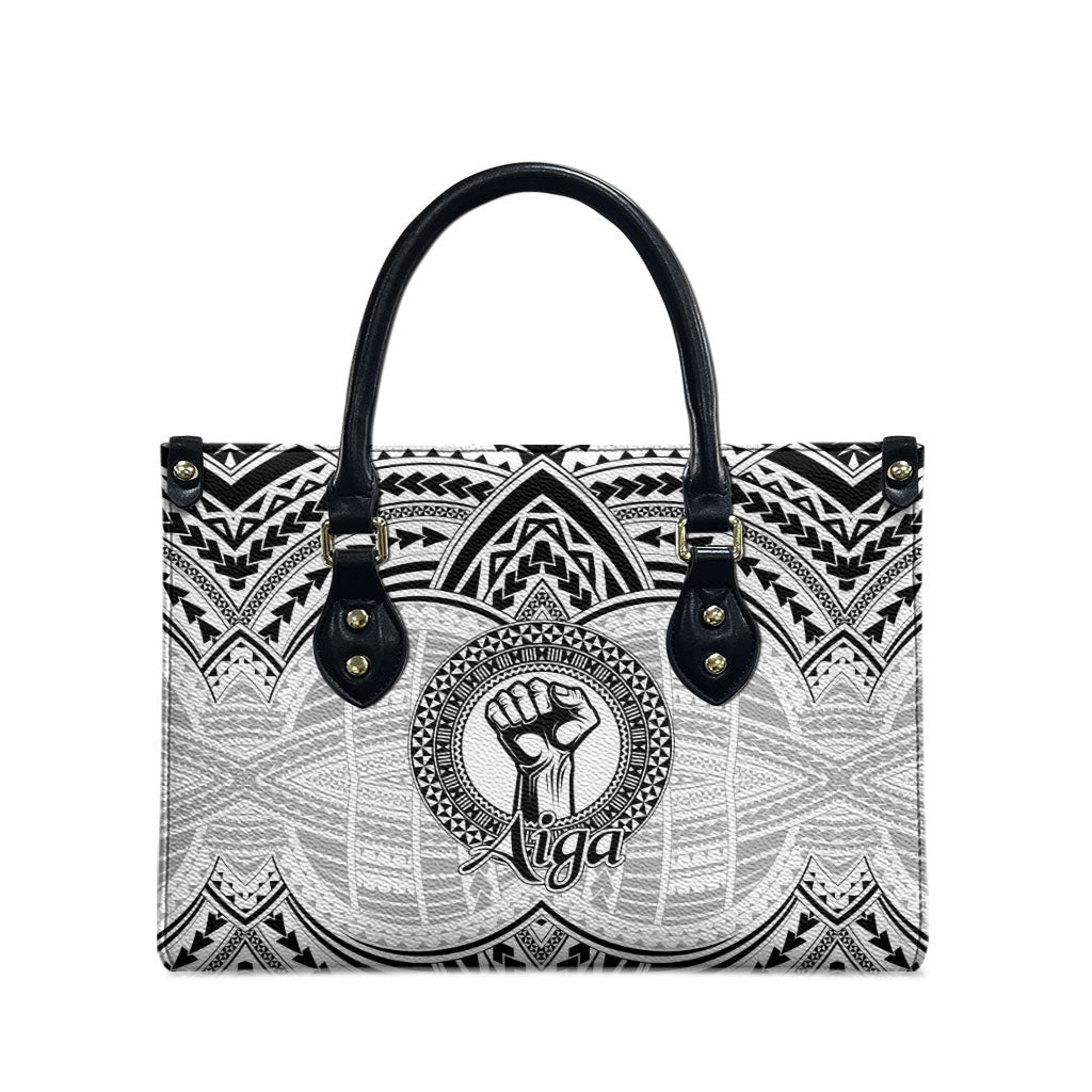 Aiga Samoa Raised Fist Leather Bag Polynesian Tribal Tattoo Art Family Pride