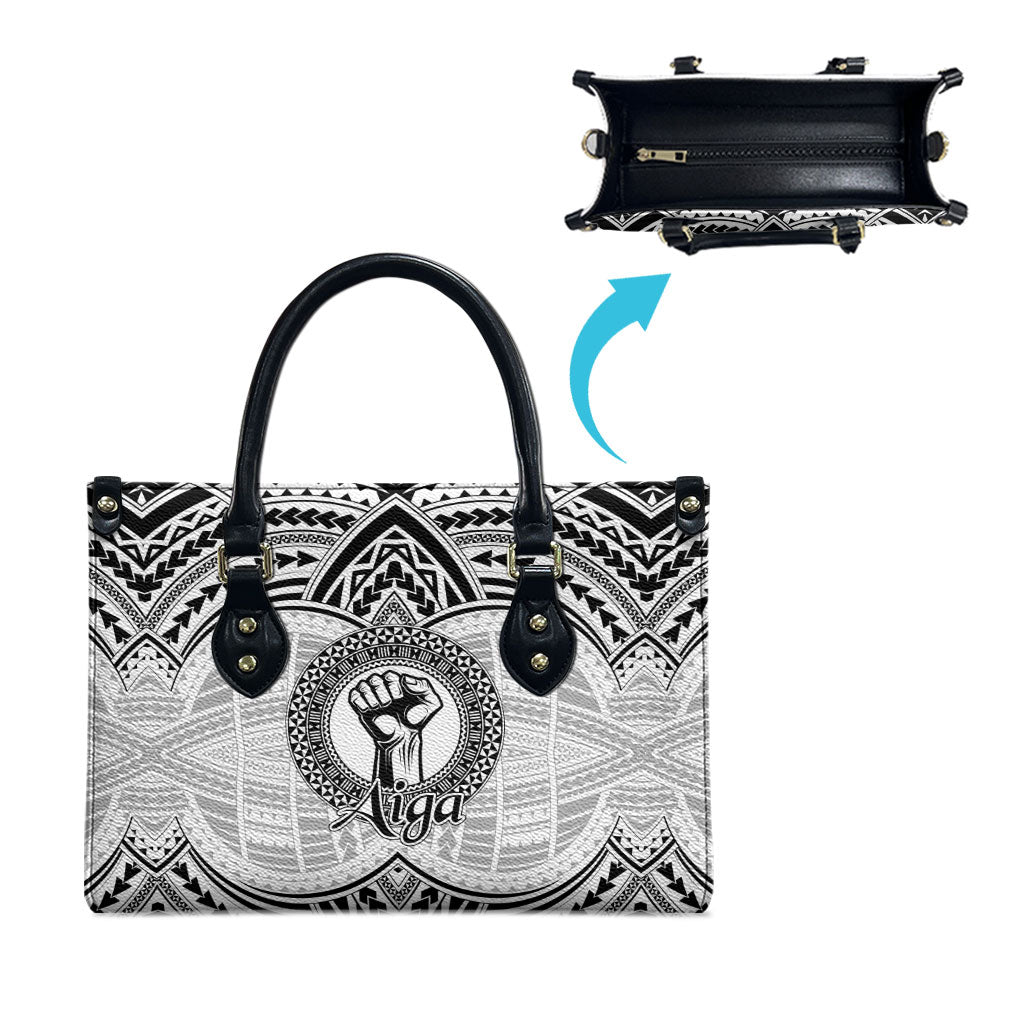 Aiga Samoa Raised Fist Leather Bag Polynesian Tribal Tattoo Art Family Pride