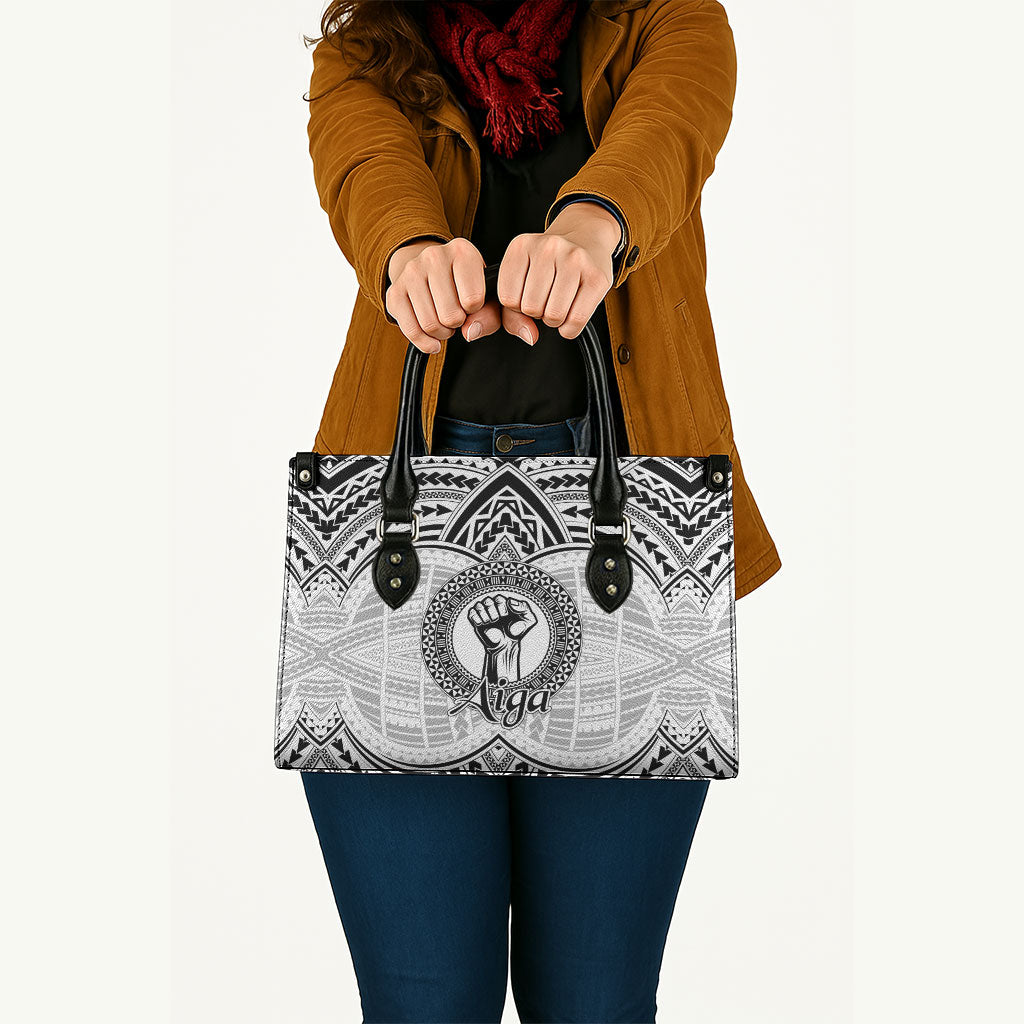 Aiga Samoa Raised Fist Leather Bag Polynesian Tribal Tattoo Art Family Pride