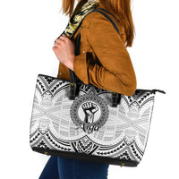 Aiga Samoa Raised Fist Leather Tote Bag Polynesian Tribal Tattoo Art Family Pride