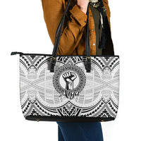 Aiga Samoa Raised Fist Leather Tote Bag Polynesian Tribal Tattoo Art Family Pride