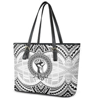 Aiga Samoa Raised Fist Leather Tote Bag Polynesian Tribal Tattoo Art Family Pride