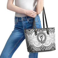 Aiga Samoa Raised Fist Leather Tote Bag Polynesian Tribal Tattoo Art Family Pride