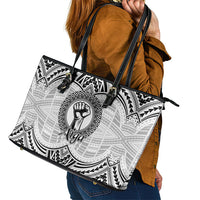 Aiga Samoa Raised Fist Leather Tote Bag Polynesian Tribal Tattoo Art Family Pride
