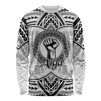 Aiga Samoa Raised Fist Long Sleeve Shirt Polynesian Tribal Tattoo Art Family Pride