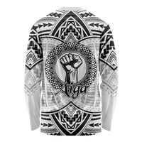 Aiga Samoa Raised Fist Long Sleeve Shirt Polynesian Tribal Tattoo Art Family Pride