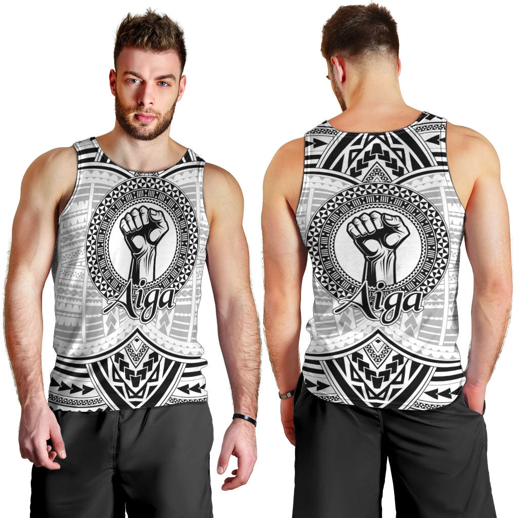 Aiga Samoa Raised Fist Men Tank Top Polynesian Tribal Tattoo Art Family Pride