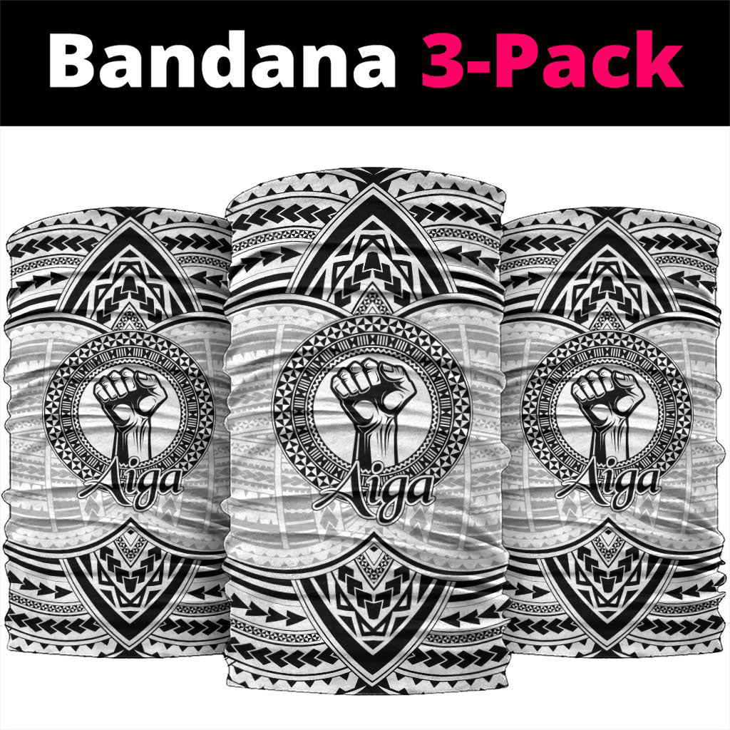 Aiga Samoa Raised Fist Neck Gaiter Polynesian Tribal Tattoo Art Family Pride TS04 package One Size: 25*50cm White Black - Polynesian Pride