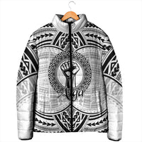 Aiga Samoa Raised Fist Padded Jacket Polynesian Tribal Tattoo Art Family Pride