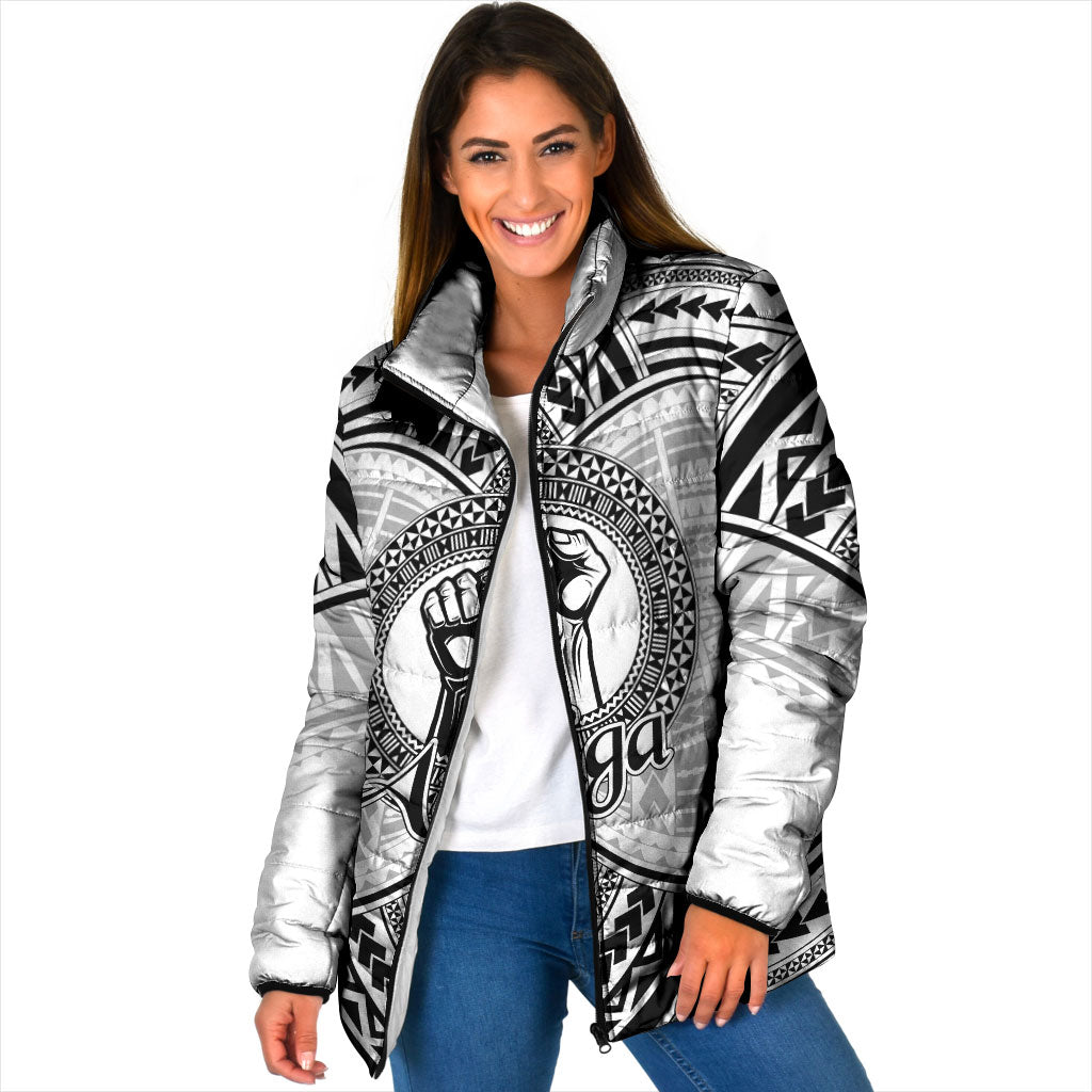 Aiga Samoa Raised Fist Padded Jacket Polynesian Tribal Tattoo Art Family Pride