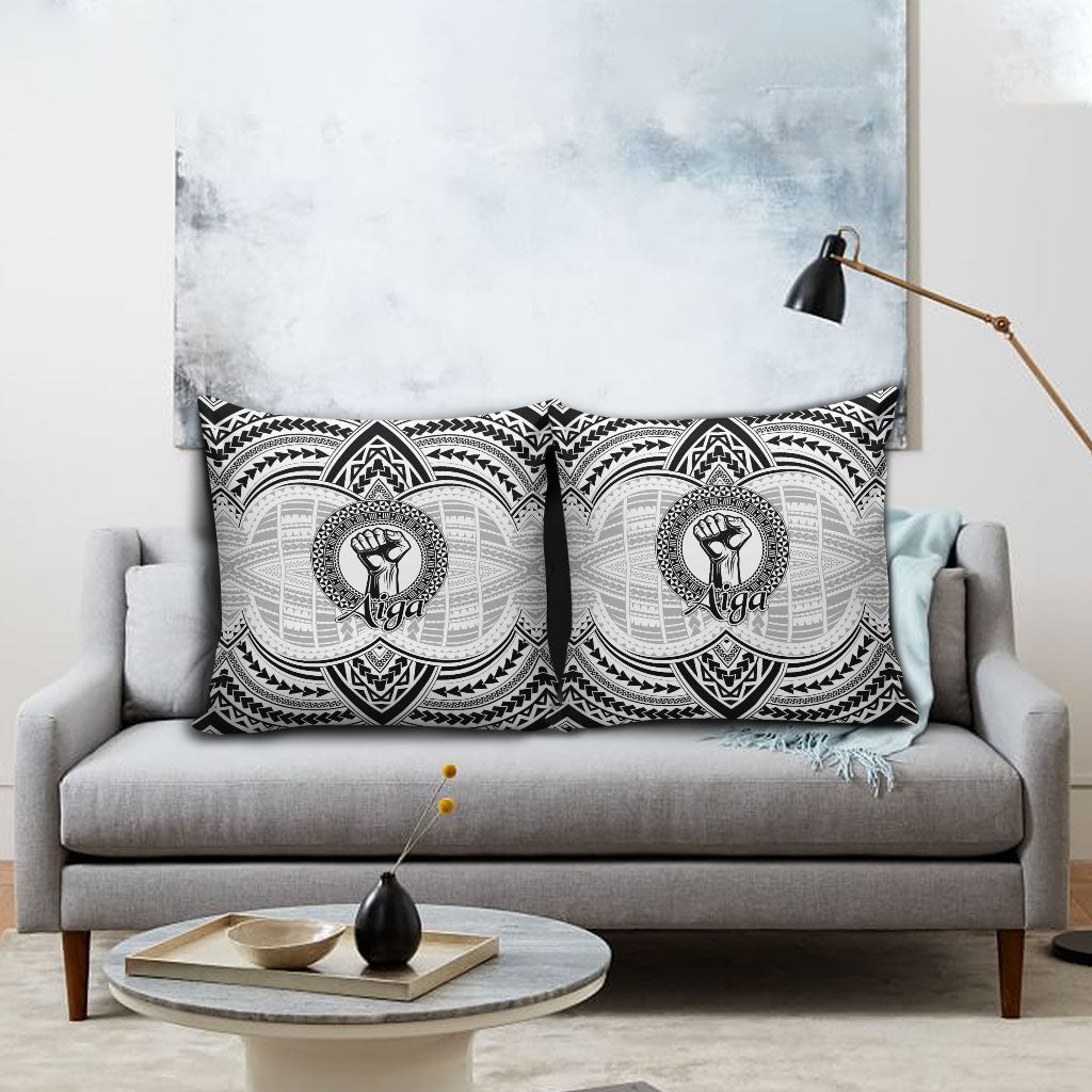 Aiga Samoa Raised Fist Pillow Cover Polynesian Tribal Tattoo Art Family Pride