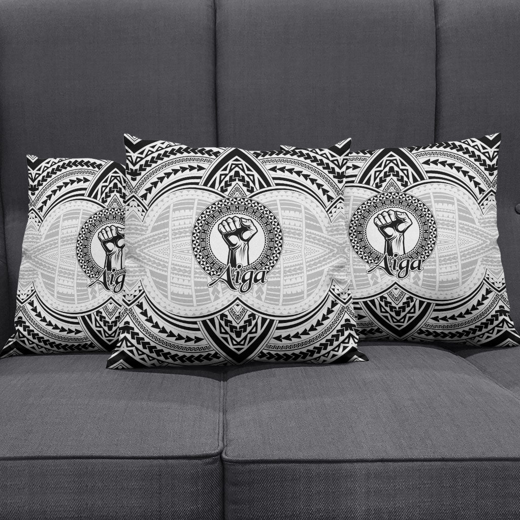 Aiga Samoa Raised Fist Pillow Cover Polynesian Tribal Tattoo Art Family Pride