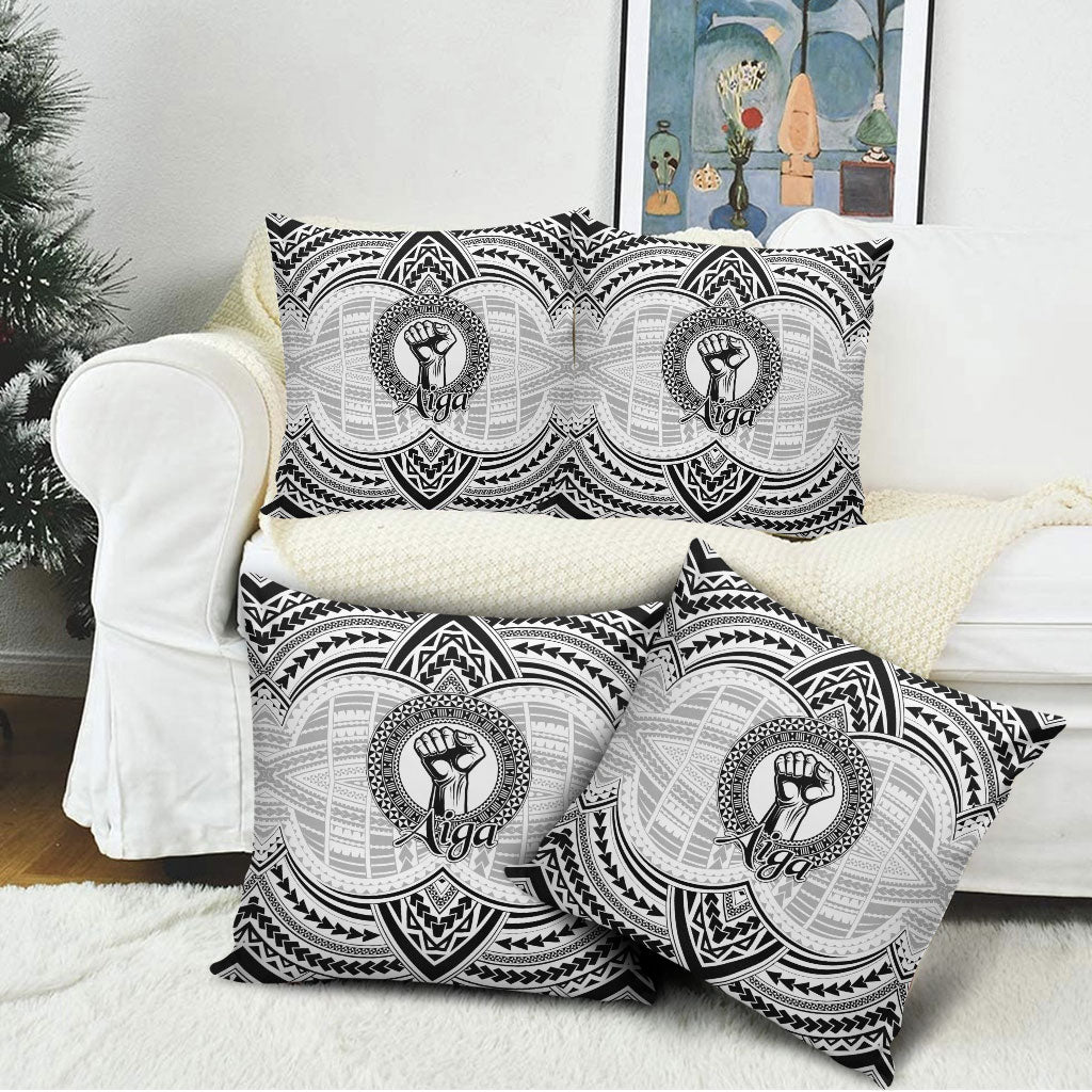 Aiga Samoa Raised Fist Pillow Cover Polynesian Tribal Tattoo Art Family Pride