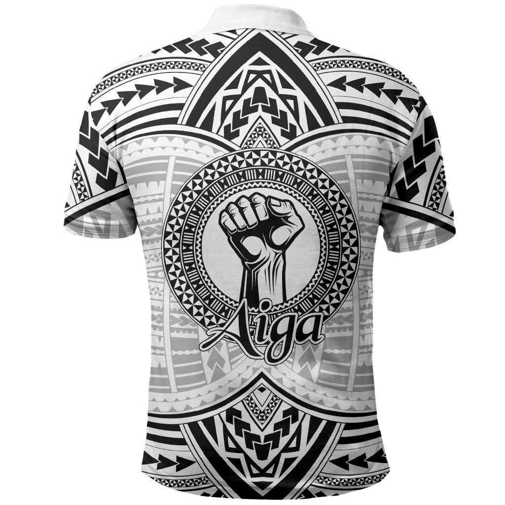 Aiga Samoa Raised Fist Polo Shirt Polynesian Tribal Tattoo Art Family Pride