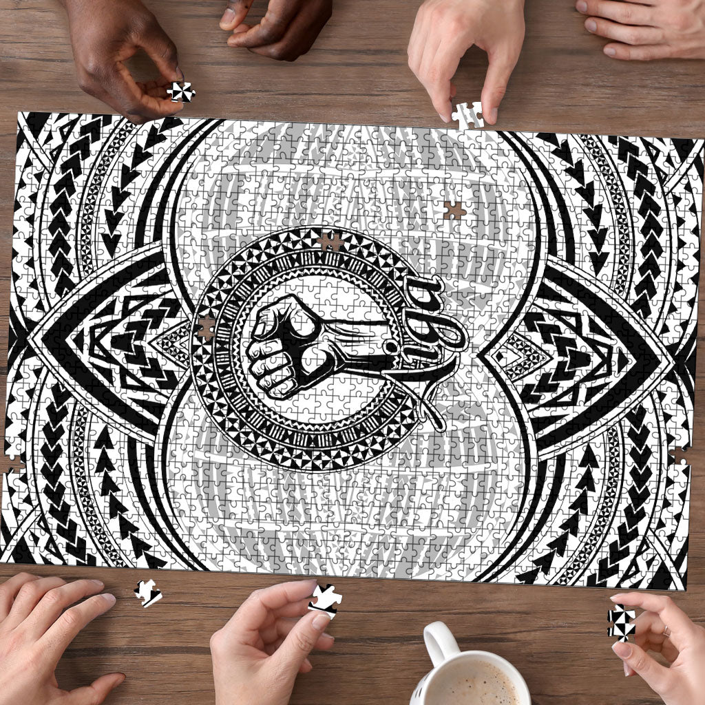 Aiga Samoa Raised Fist Puzzle Polynesian Tribal Tattoo Art Family Pride