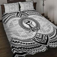 Aiga Samoa Raised Fist Quilt Bed Set Polynesian Tribal Tattoo Art Family Pride