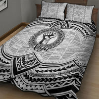 Aiga Samoa Raised Fist Quilt Bed Set Polynesian Tribal Tattoo Art Family Pride