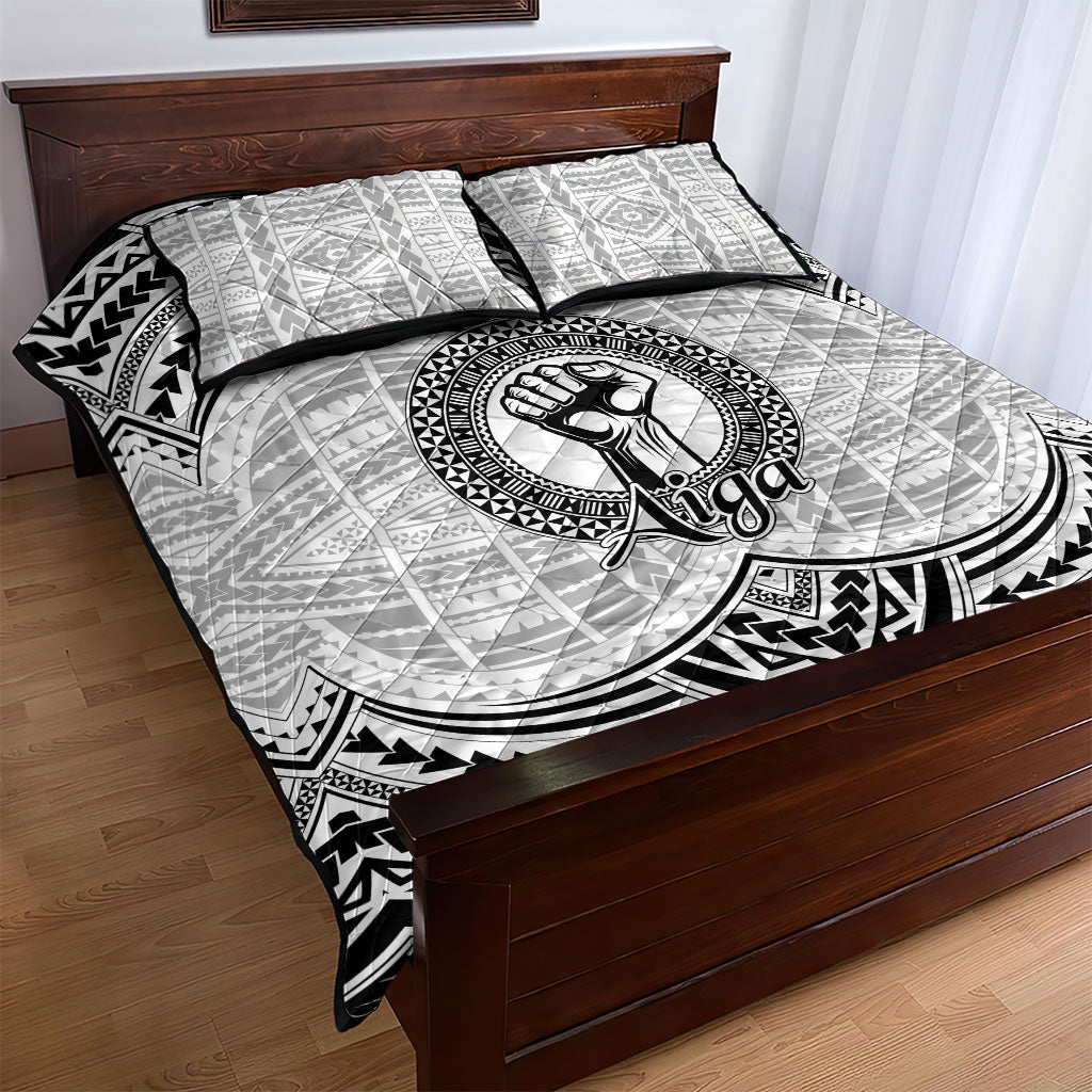 Aiga Samoa Raised Fist Quilt Bed Set Polynesian Tribal Tattoo Art Family Pride