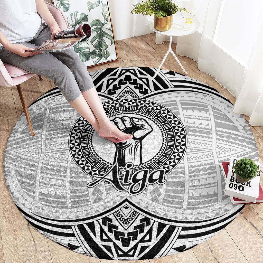 Aiga Samoa Raised Fist Round Carpet Polynesian Tribal Tattoo Art Family Pride