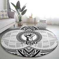 Aiga Samoa Raised Fist Round Carpet Polynesian Tribal Tattoo Art Family Pride