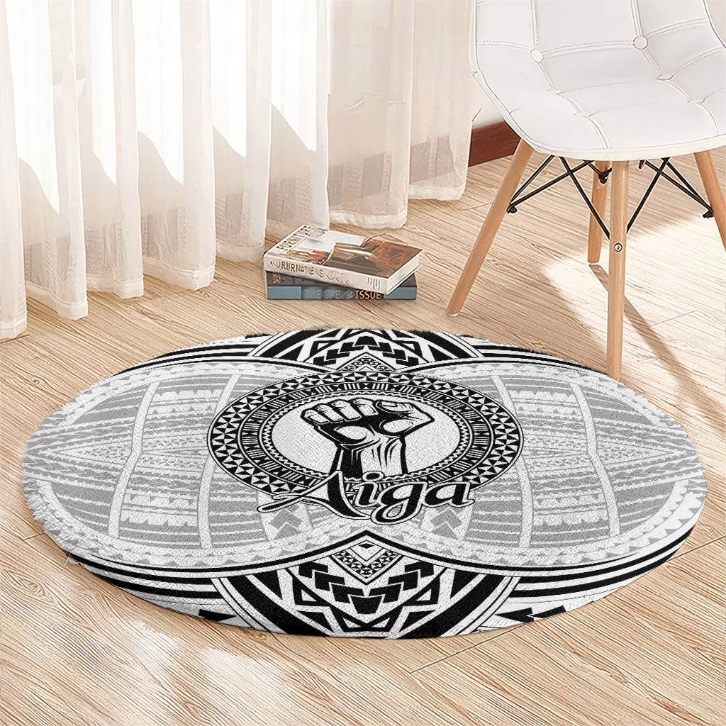Aiga Samoa Raised Fist Round Carpet Polynesian Tribal Tattoo Art Family Pride