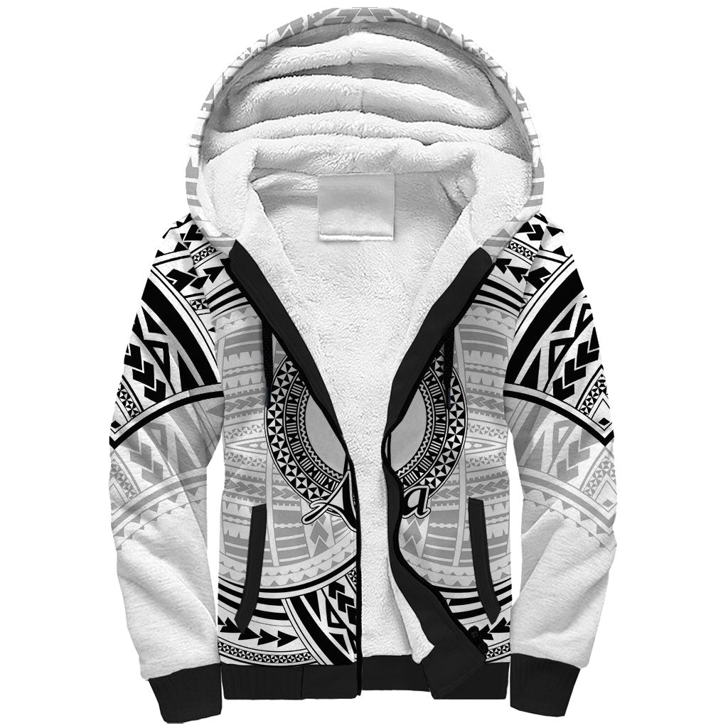 Aiga Samoa Raised Fist Sherpa Hoodie Polynesian Tribal Tattoo Art Family Pride