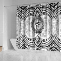 Aiga Samoa Raised Fist Shower Curtain Polynesian Tribal Tattoo Art Family Pride