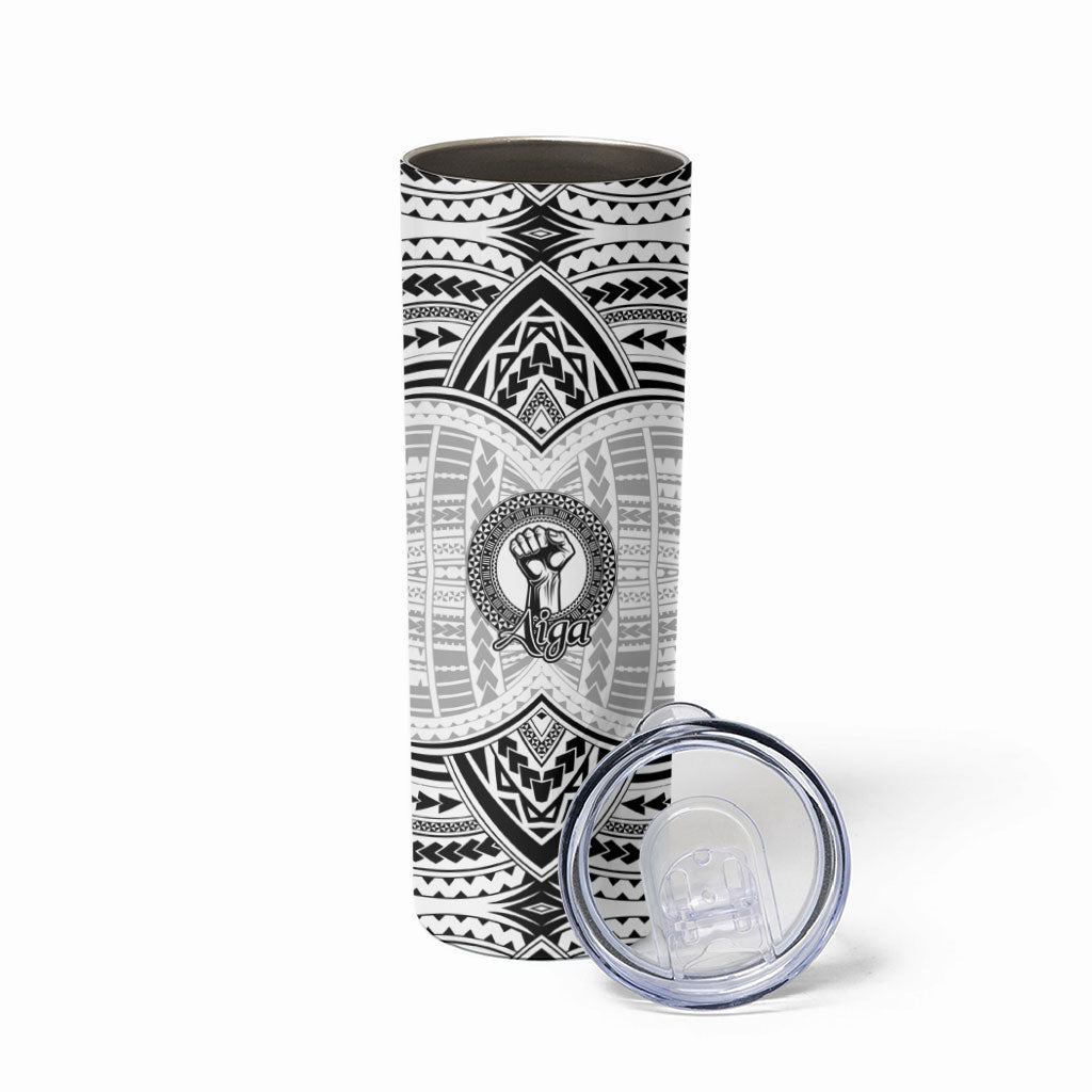 Aiga Samoa Raised Fist Skinny Tumbler Polynesian Tribal Tattoo Art Family Pride