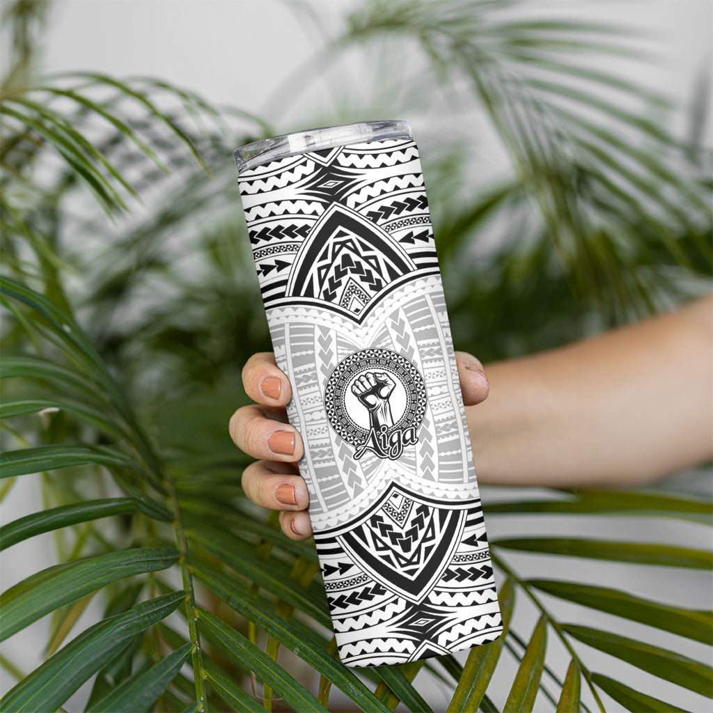 Aiga Samoa Raised Fist Skinny Tumbler Polynesian Tribal Tattoo Art Family Pride