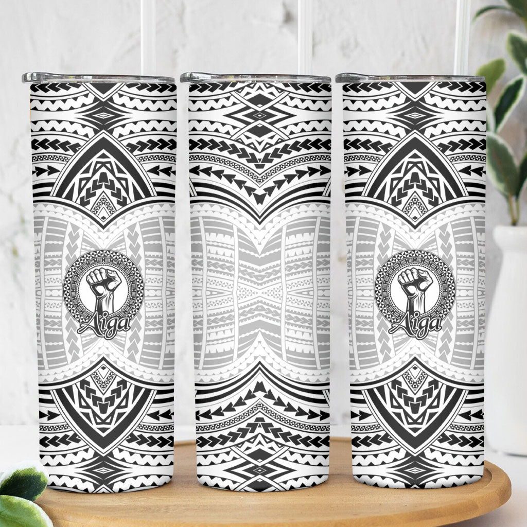 Aiga Samoa Raised Fist Skinny Tumbler Polynesian Tribal Tattoo Art Family Pride