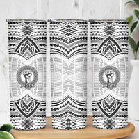 Aiga Samoa Raised Fist Skinny Tumbler Polynesian Tribal Tattoo Art Family Pride