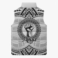 Aiga Samoa Raised Fist Sleeveless Puffer Jacket Polynesian Tribal Tattoo Art Family Pride