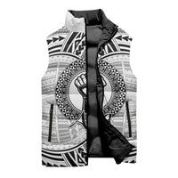 Aiga Samoa Raised Fist Sleeveless Puffer Jacket Polynesian Tribal Tattoo Art Family Pride